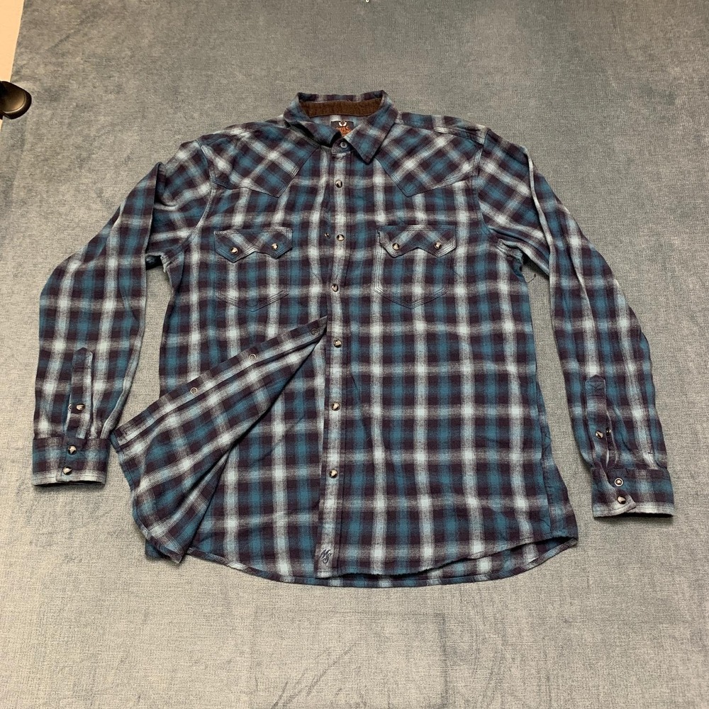 Moonshine Spirit by Brad Paisley Western Shirt Men Medium Blue Pearl Snap Cowboy